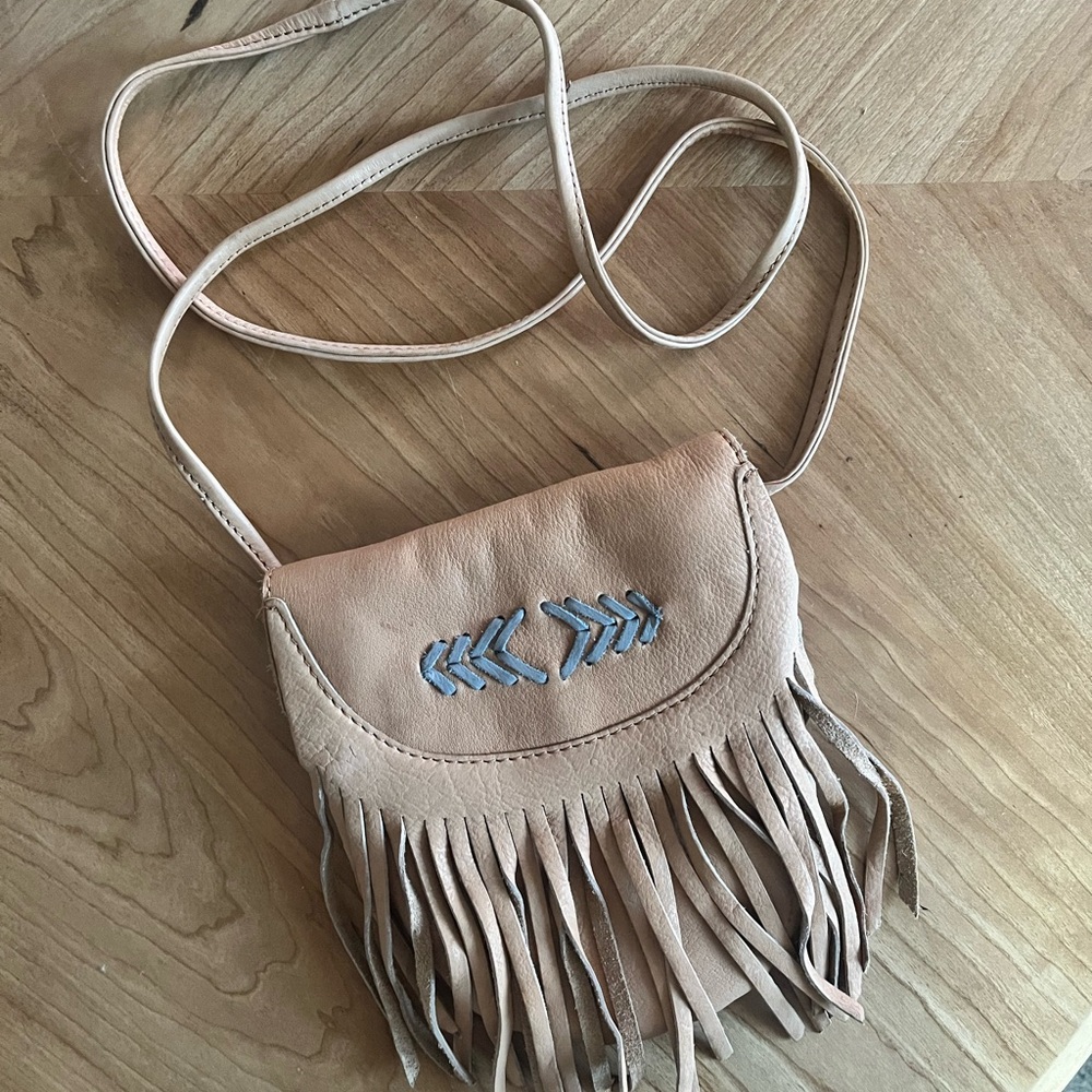 Fringe Tan Leather Crossbody Bag